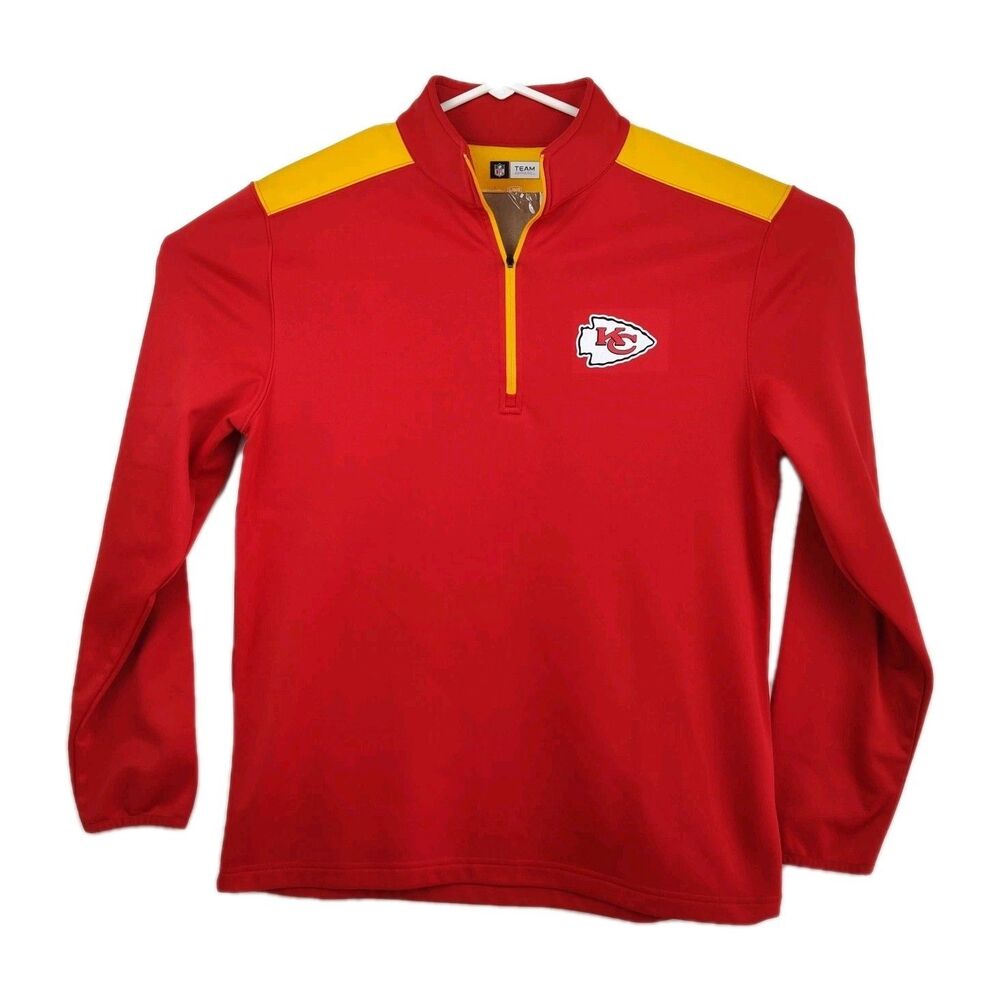 🔥🔥🔥NFL‎ Team Apparel KC Chiefs 1/4 zip jacket, men's L, red with gold accents